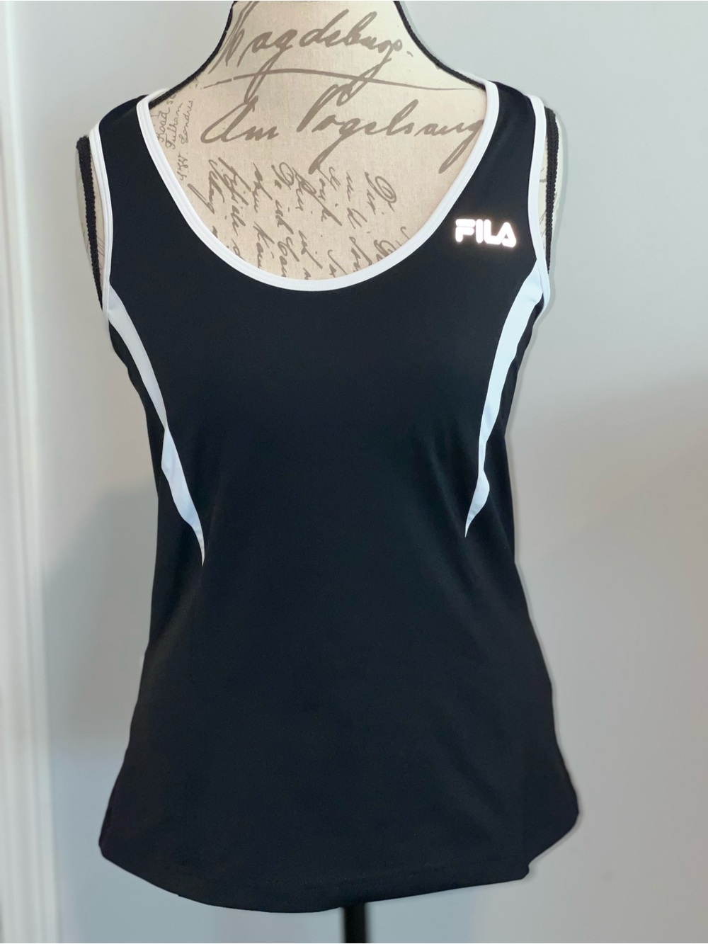 Fila Black and White Scoop Neck Athletic Tank